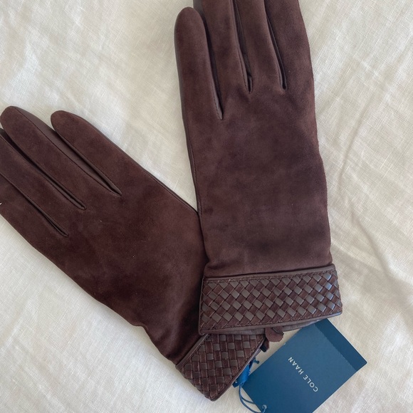 NWT Cole Haan Suede and Leather Texting Gloves - Picture 1 of 4